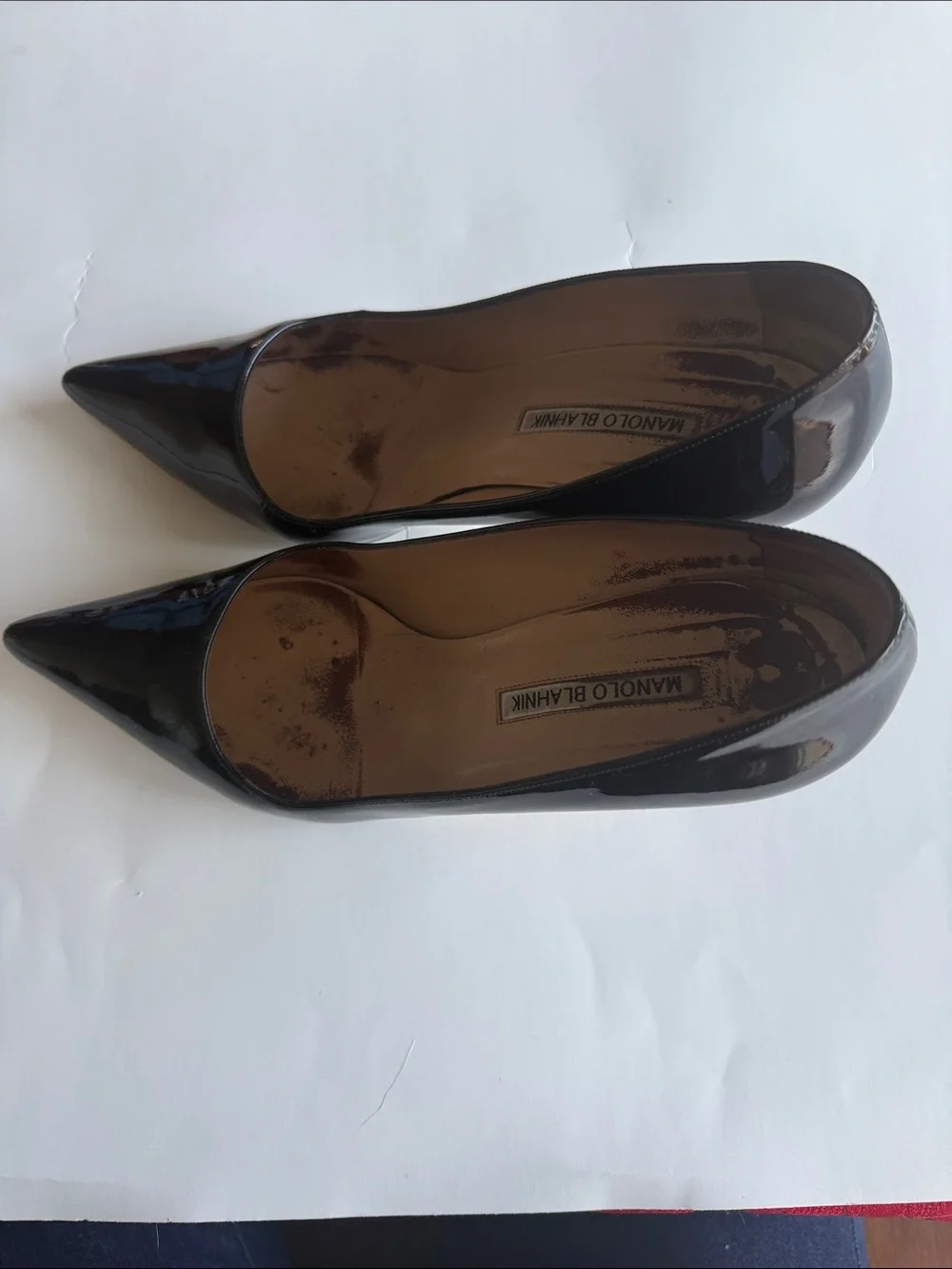 Manolo Blahnik Black Leather Pumps Heel size 39.5 US 9.5
